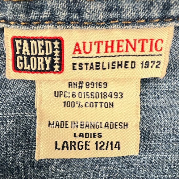 Vintage Denim Blue Snap Front Shirt Long Sleeve Western Coastal Womens Large L - Picture 7 of 9